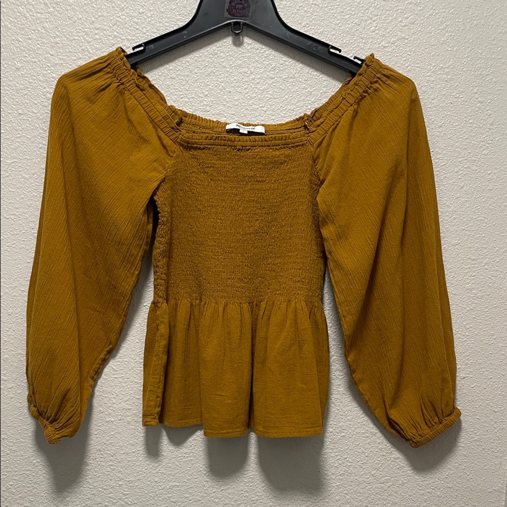 Madewell Mustard Off-Shoulder Blouse